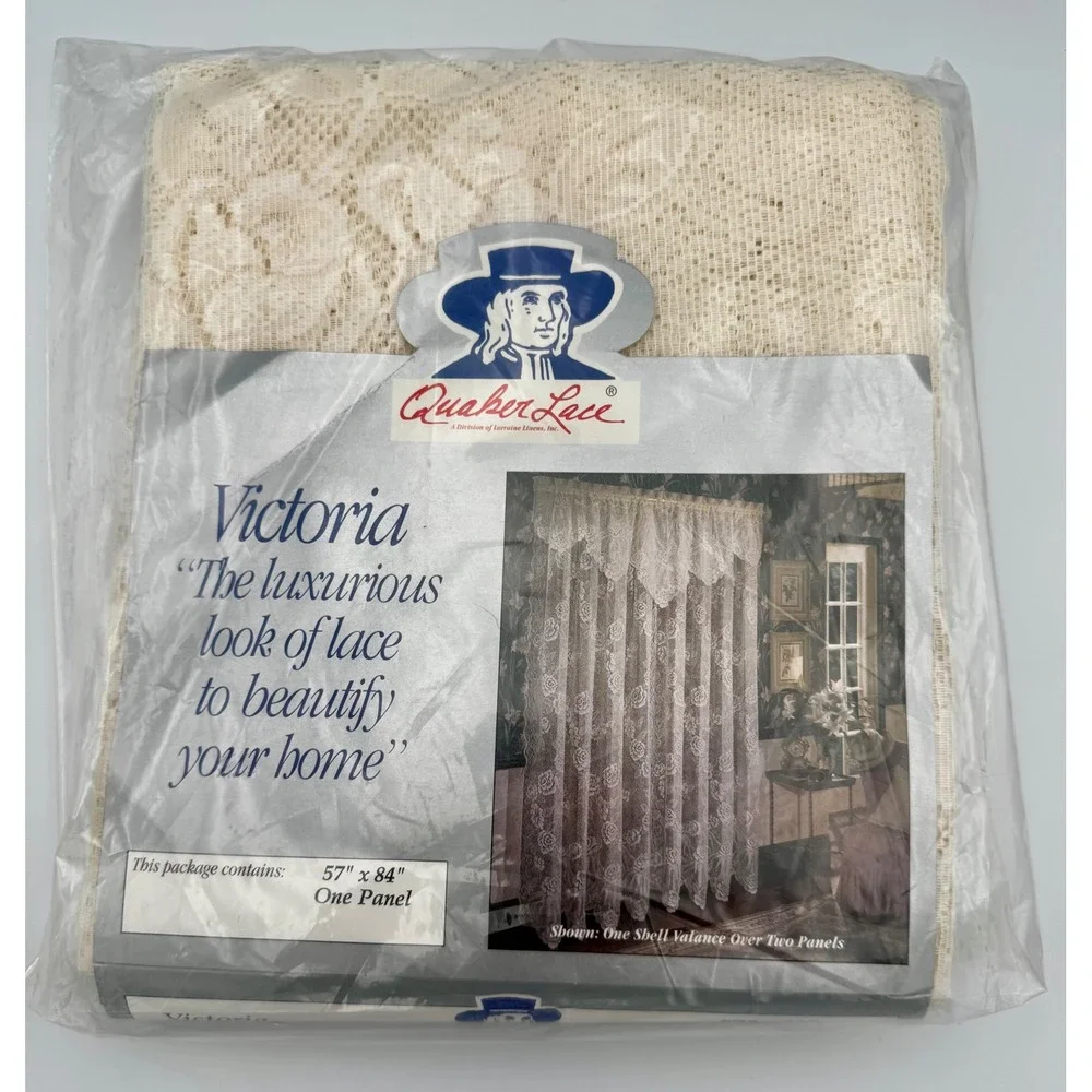 RARE Vintage Quaker Lace Victoria Curtain Panel 57x84 Sealed Deadstock